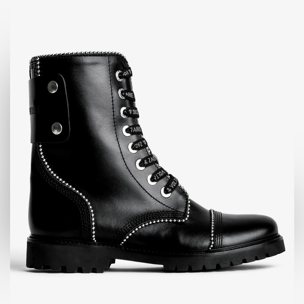 Zadig & Voltaire Joe Ankle Black Leather Studded Boots